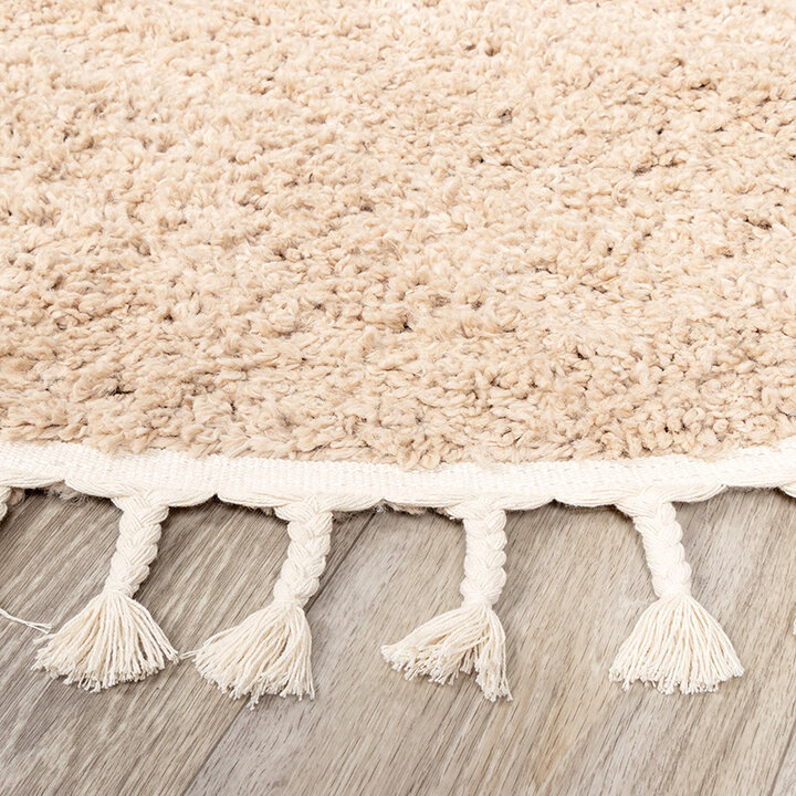 Rund Matta Med Hög Lugg  - Lofty Fringe Beige