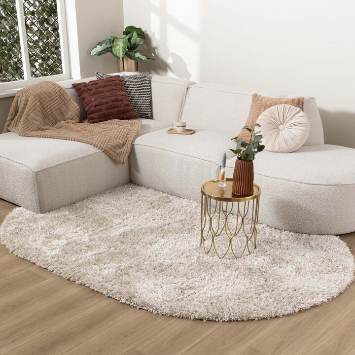 Oval Shagmattor - Blaze Beige/Grå