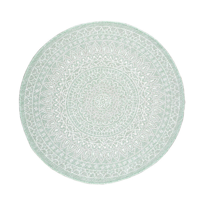 Rund Utomhusmatta - Summer Aztec Mintgrön