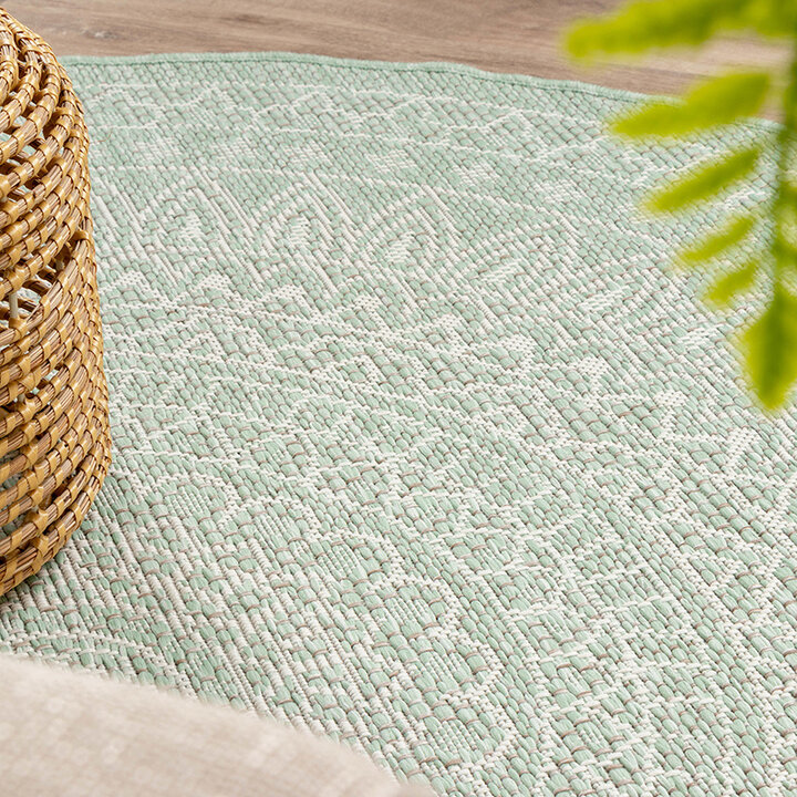 Rund Utomhusmatta - Summer Aztec Mintgrön