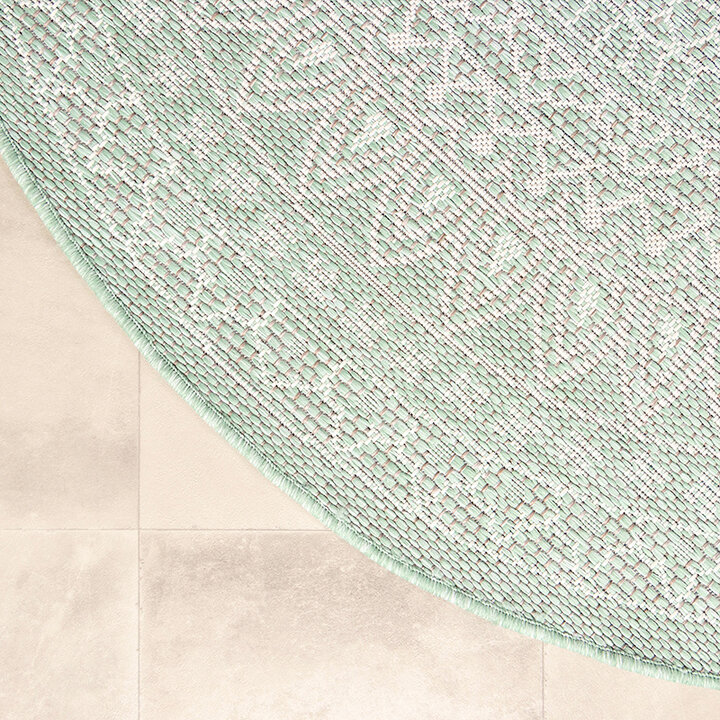 Rund Utomhusmatta - Summer Aztec Mintgrön