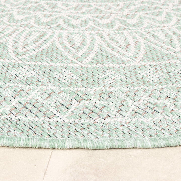 Rund Utomhusmatta - Summer Aztec Mintgrön