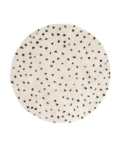 Rund Matta Med Hög Lugg  - Grand Dots Gräddvit/Svart