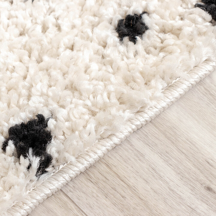 Matta Med Hög Lugg - Grand Dots Gräddvit/Svart