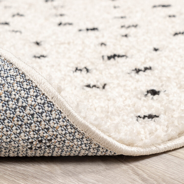 Matta Med Hög Lugg - Grand Dots Gräddvit/Svart