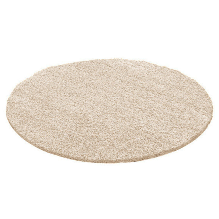 Rund Matta Med Hög Lugg  - Solid Beige