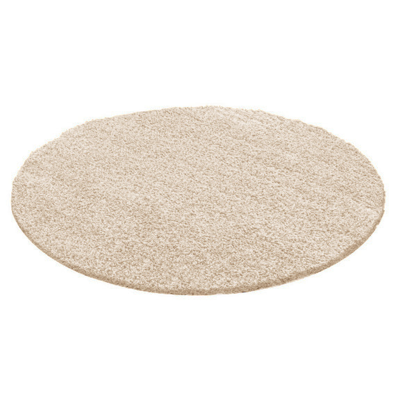 Rund Matta Med Hög Lugg  - Solid Beige - sfeer