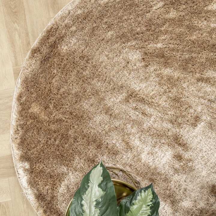 Rund Matta Med Hög Lugg  - Glorious Champagne/Gräddvit