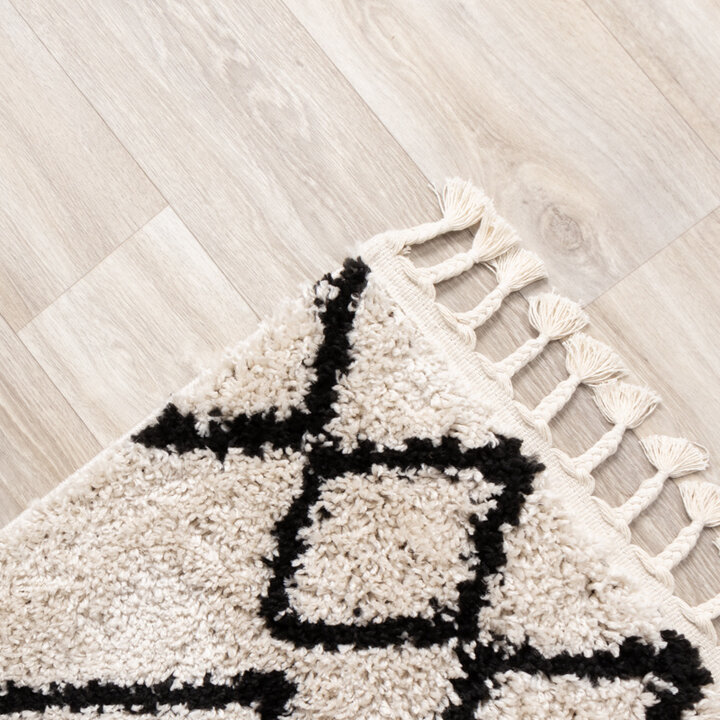 Matta Med Hög Lugg - Grand Dimond Vävd Gräddvit/Svart