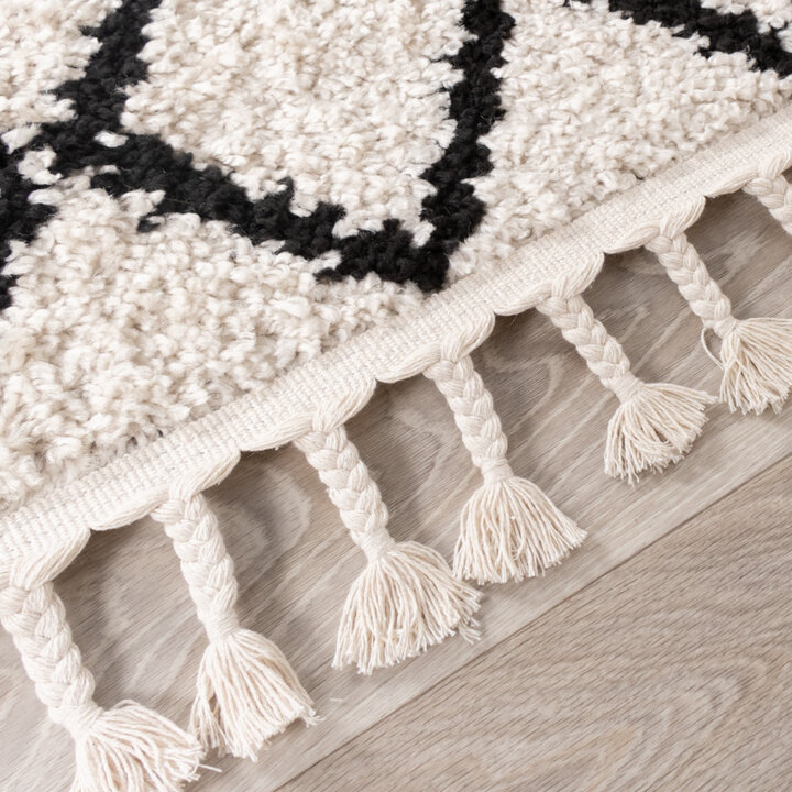 Matta Med Hög Lugg - Grand Dimond Vävd Gräddvit/Svart
