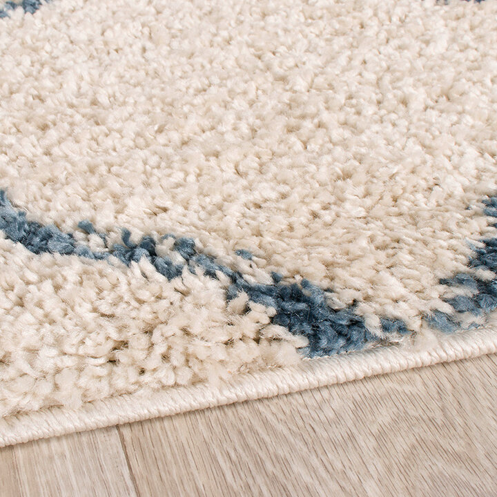 Matta Med Hög Lugg - Grand Lines Gräddvit/Blå