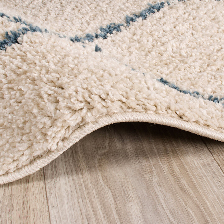 Matta Med Hög Lugg - Grand Lines Gräddvit/Blå