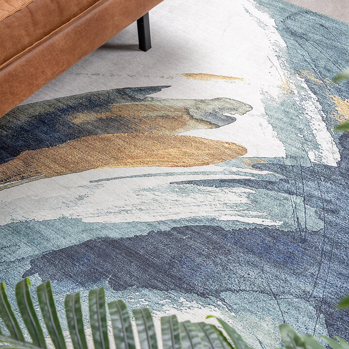 Modern Matta - Strong Brush Blå/Gul