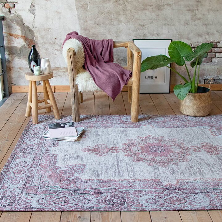 Matta I Vintagestil - Dreams Grå/Rosa
