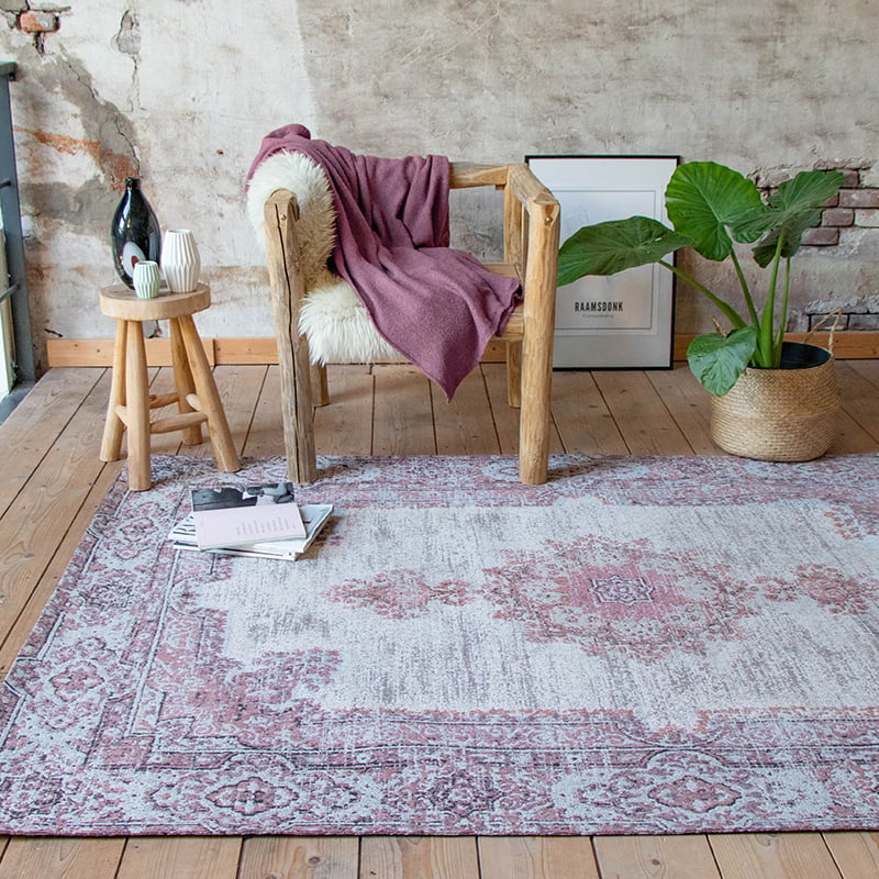 Matta I Vintagestil - Dreams Grå/Rosa