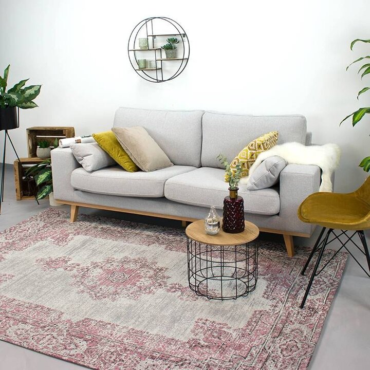 Matta I Vintagestil - Dreams Grå/Rosa