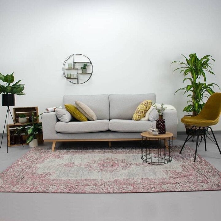 Matta I Vintagestil - Dreams Grå/Rosa