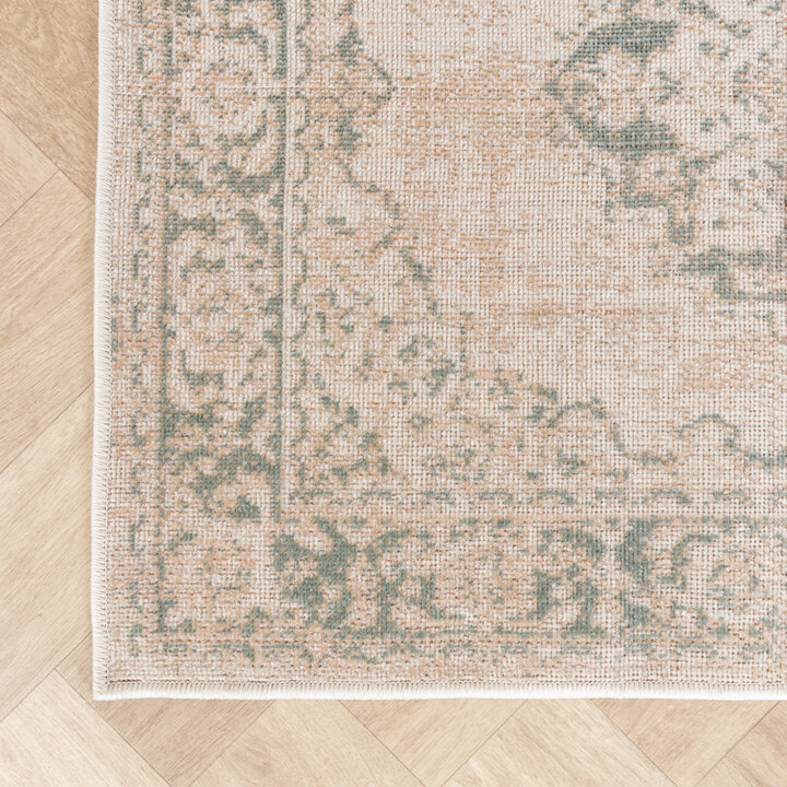 Vintage-Löpare - Spring Medaillon Gräddvit/Grön