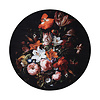 Rund Blommig Matta - Florine Svart/Orange - thumbnail 1