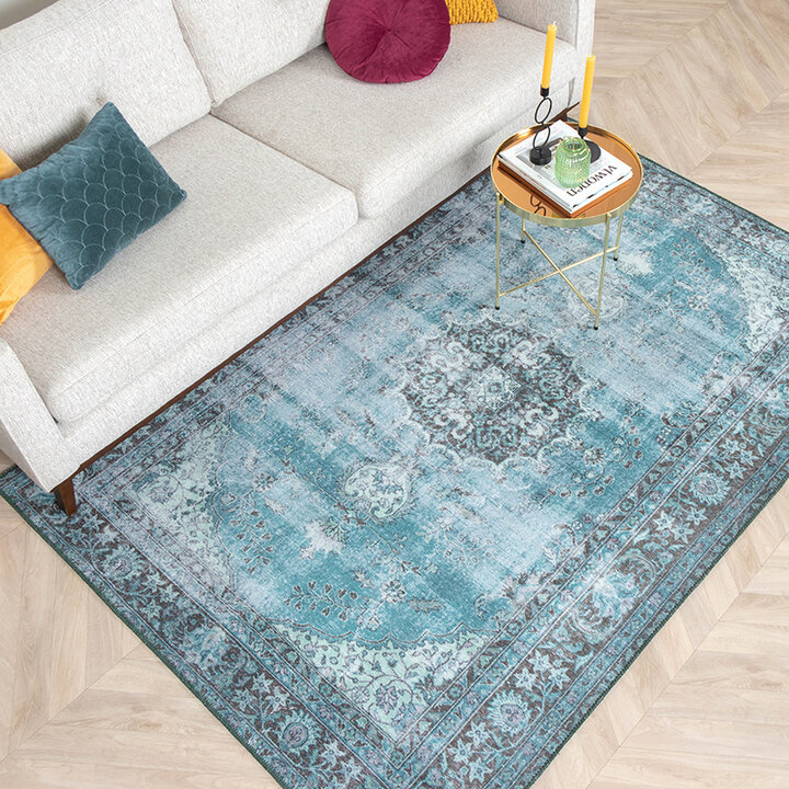 Matta I Vintagestil - Estate Medaillon Blågrön