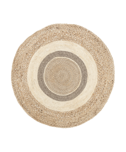 Rund Jute Matta - Mirai Border Vit/Blandning