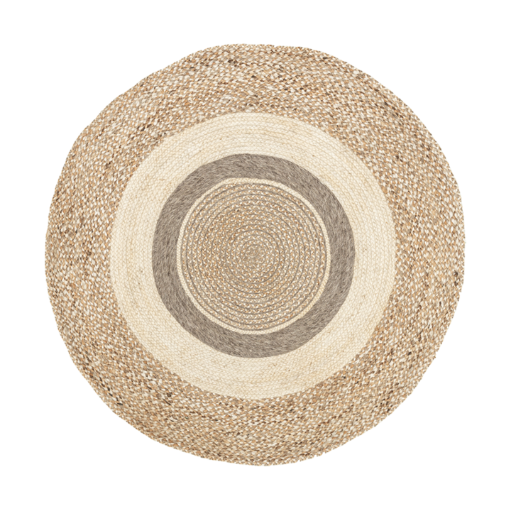 Rund Jute Matta - Mirai Border Vit/Blandning