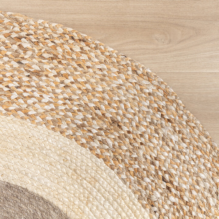Rund Jute Matta - Mirai Border Vit/Blandning