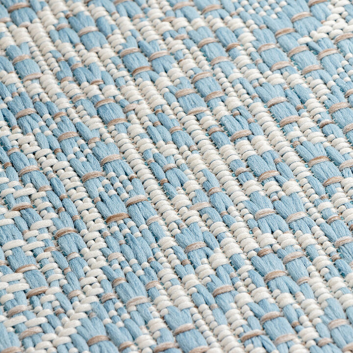 Rund Utomhusmatta - Summer Aztec Ljusblå