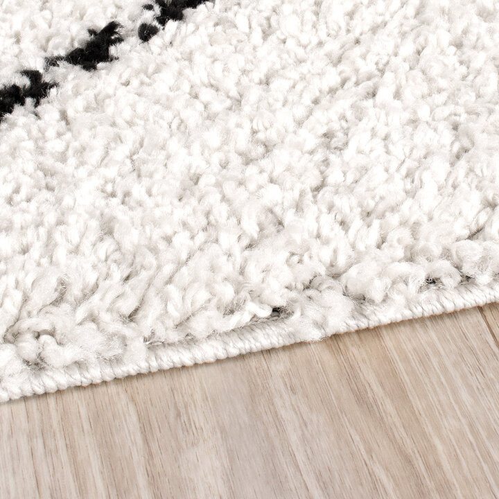 Fyrkantig Matta Med Hög Lugg - Grand Lines Gräddvit/Svart