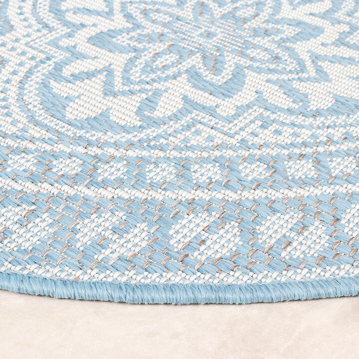 Rund Utomhusmatta - Summer Oriental Ljusblå