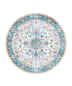 Rund Matta I Vintagestil - Lily Oriental Blå/Rosa
