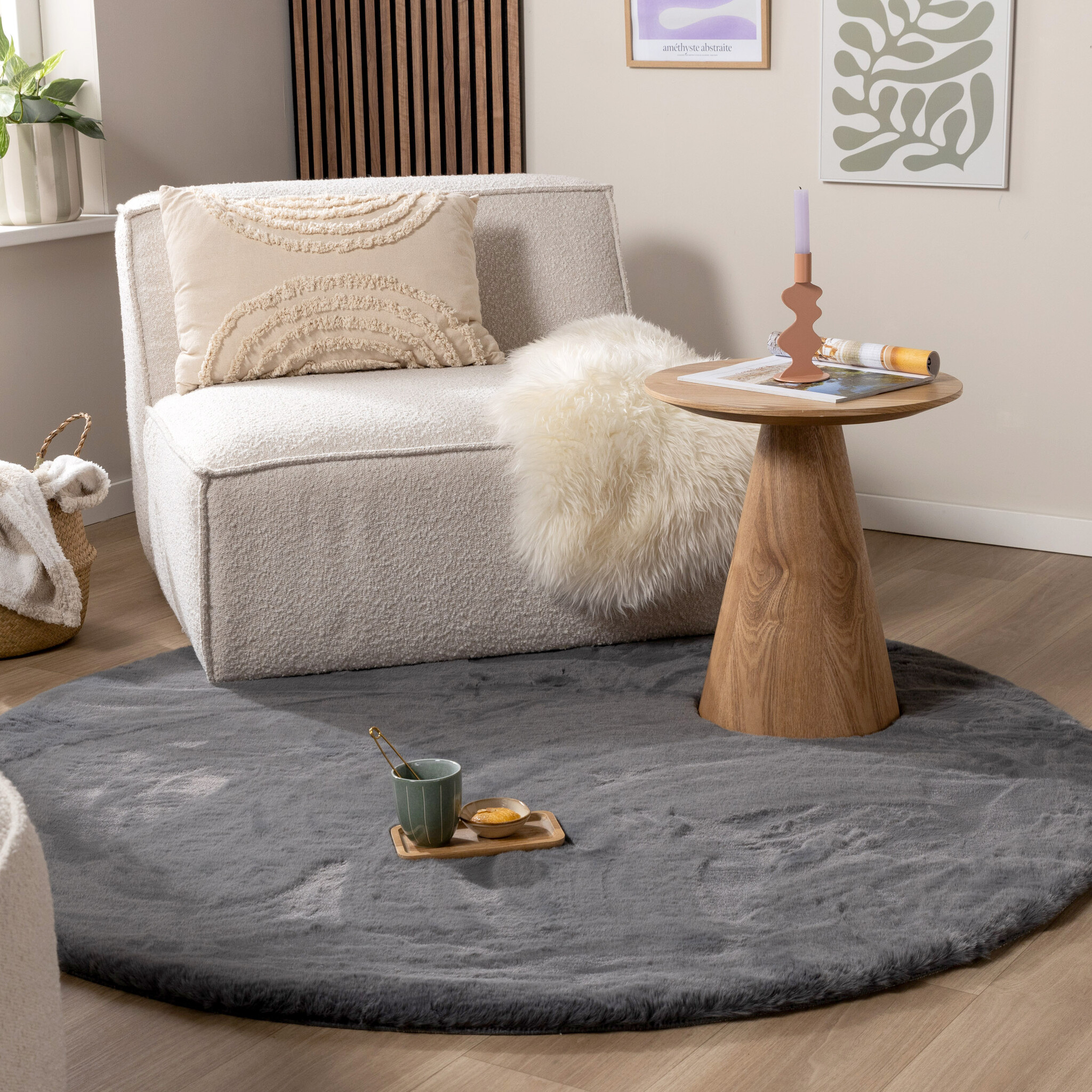 Rund Matta Med Hög Lugg  - Comfy Supreme Antracit