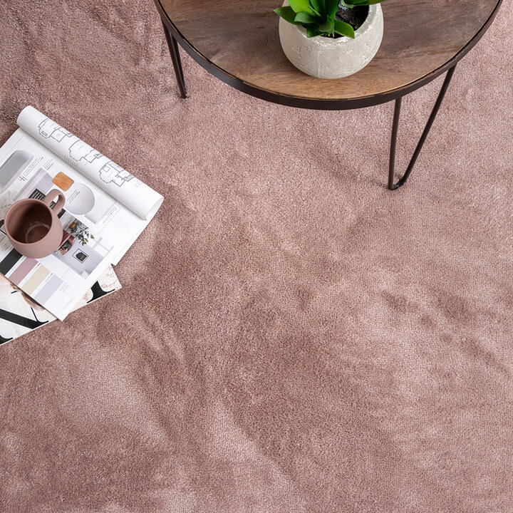 Rund Tvättbar Viskosmatta - Vive Rosa