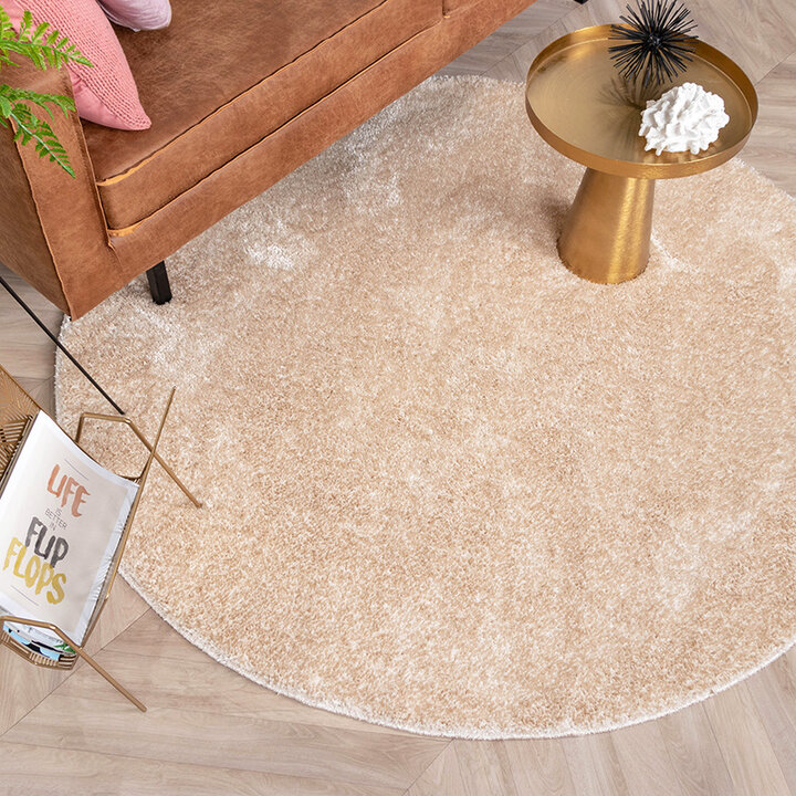 Rund Matta Med Hög Lugg  - Glazy Gräddvit