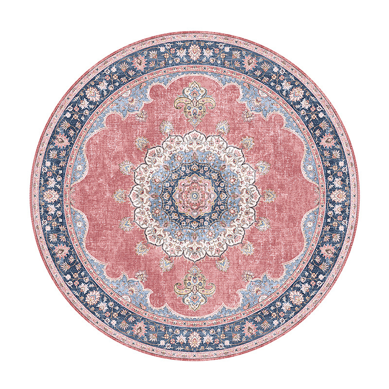 Rund Matta I Vintagestil - Lily Medaillon Röd/Rosa - sfeer