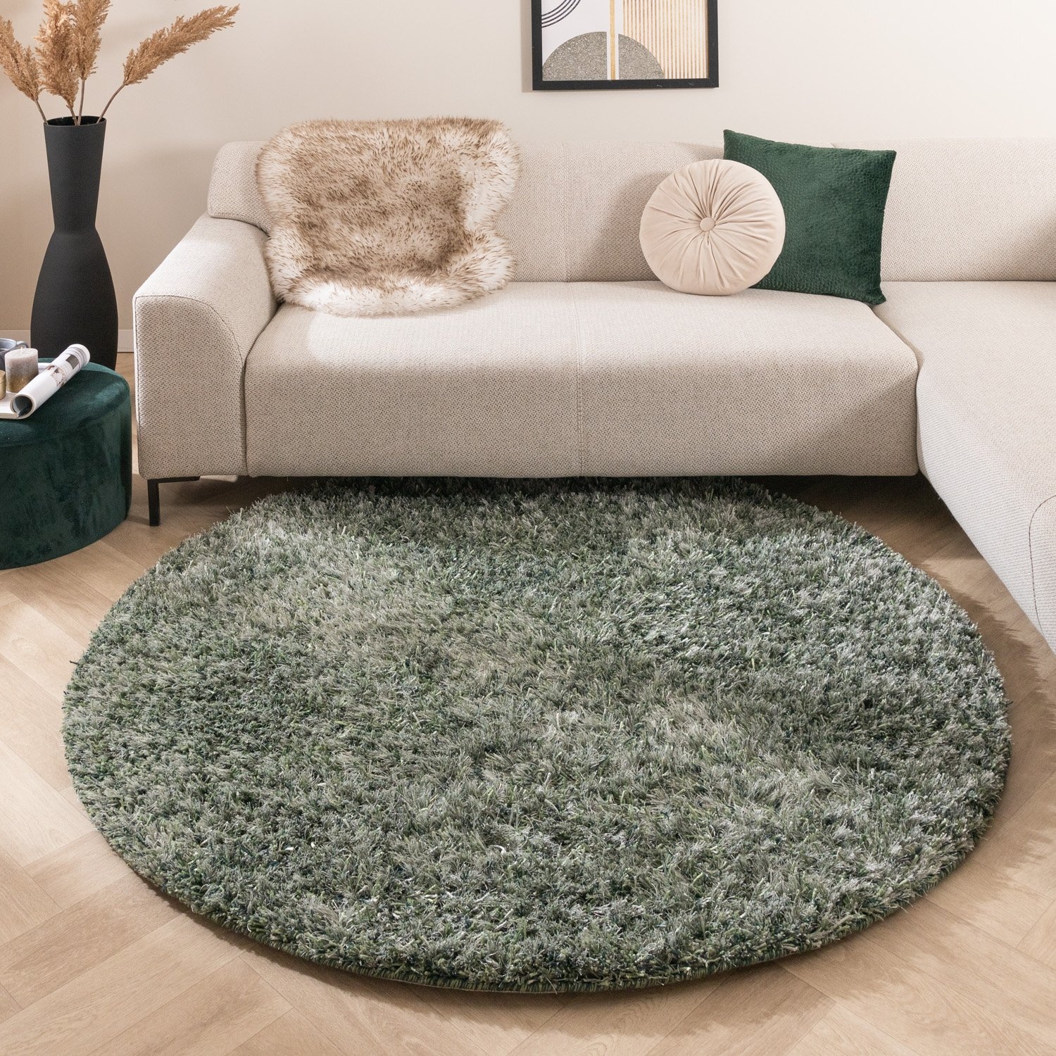 Rund Shagmattor - Grace Grön