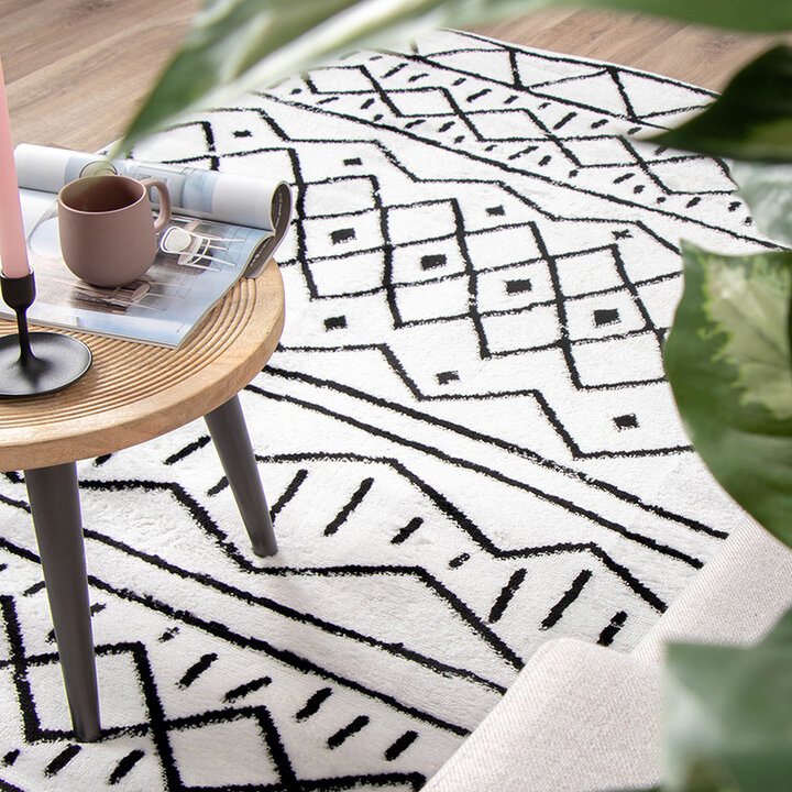 Skandinavisk Matta - Scandi Stina Svart/Vit