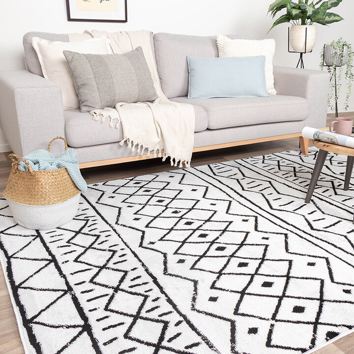 Skandinavisk Matta - Scandi Stina Svart/Vit