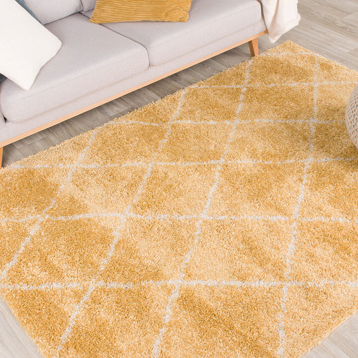 Matta Med Hög Lugg - Grand Lines Gul/Gräddvit