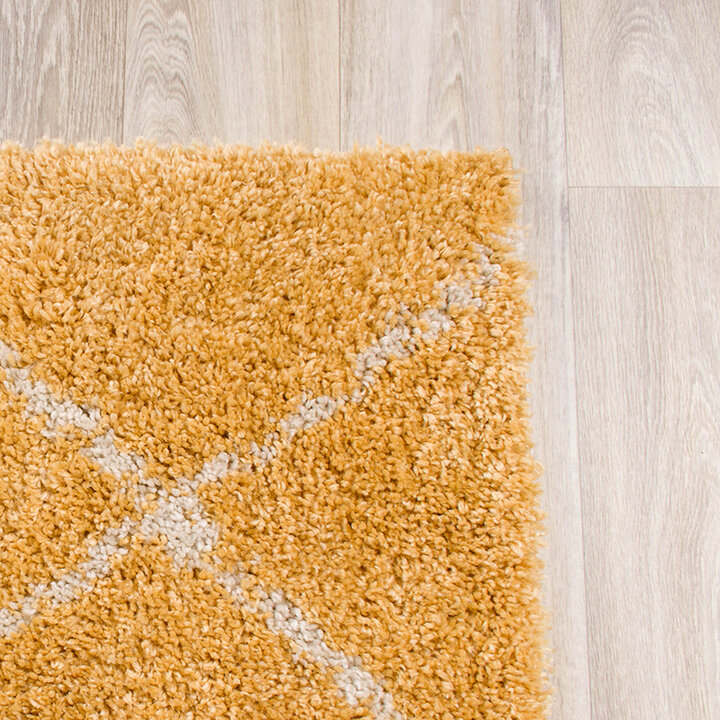 Matta Med Hög Lugg - Grand Lines Gul/Gräddvit