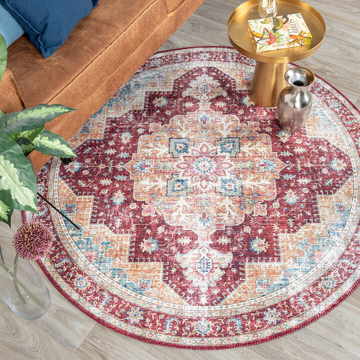 Rund Matta I Vintagestil - Azara Röd