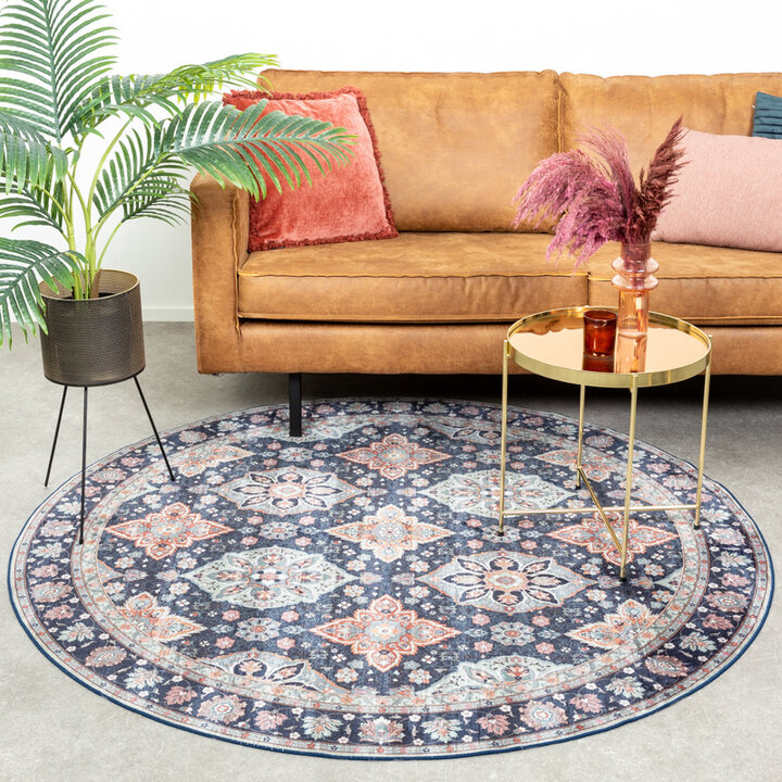Rund Matta I Vintagestil - Imagine Oriental Blå