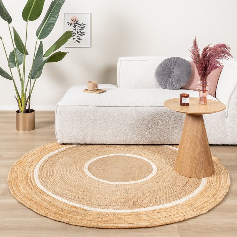 Rund Jute Matta - Mirai Circle Vit/Natur