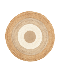 Rund Jute Matta - Mirai Border Vit/Natur