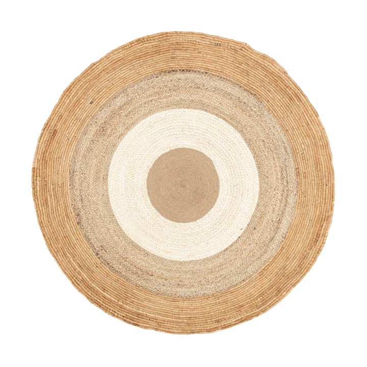 Rund Jute Matta - Mirai Border Vit/Natur