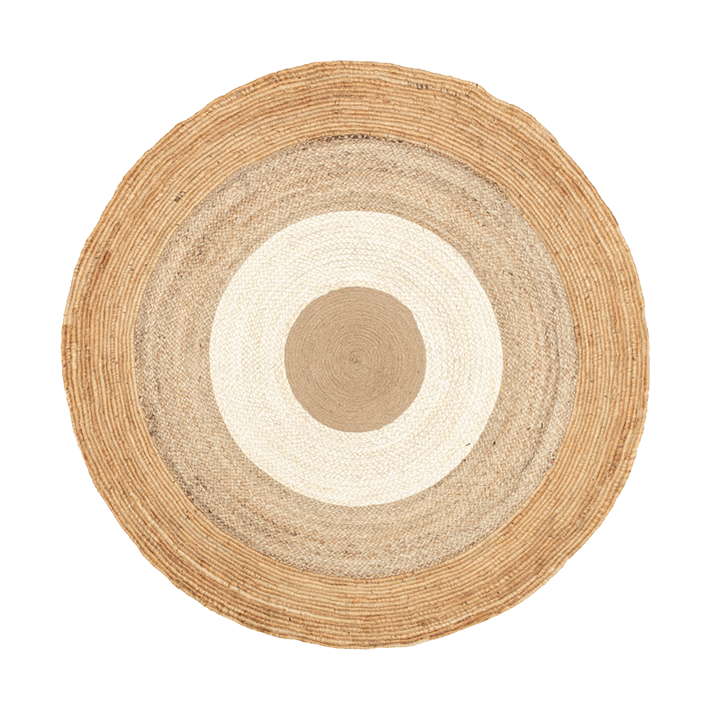 Rund Jute Matta - Mirai Border Vit/Natur - sfeer
