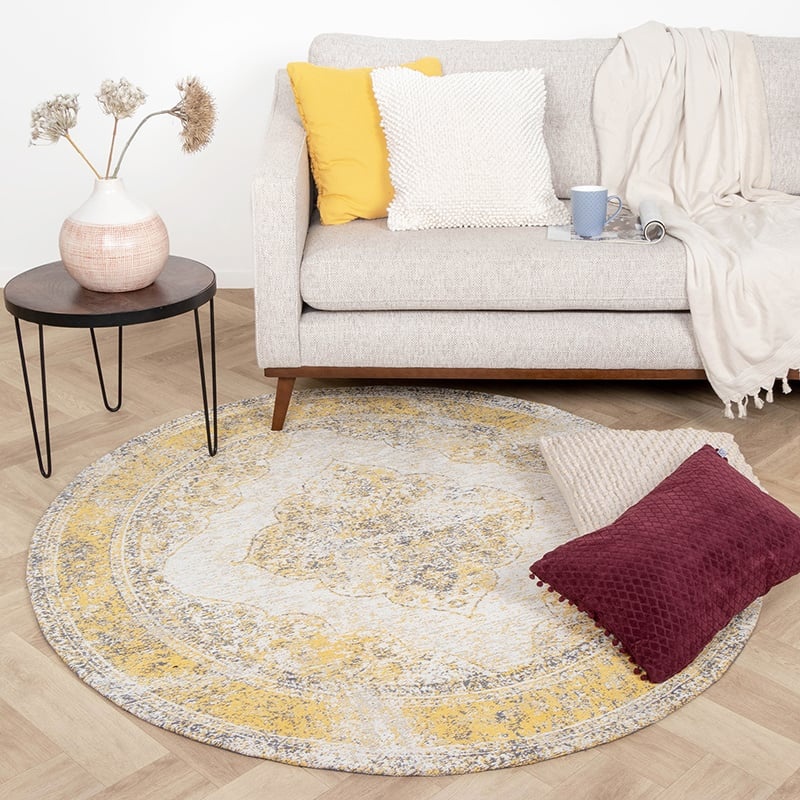 Rund Matta I Vintagestil - Admire Gul