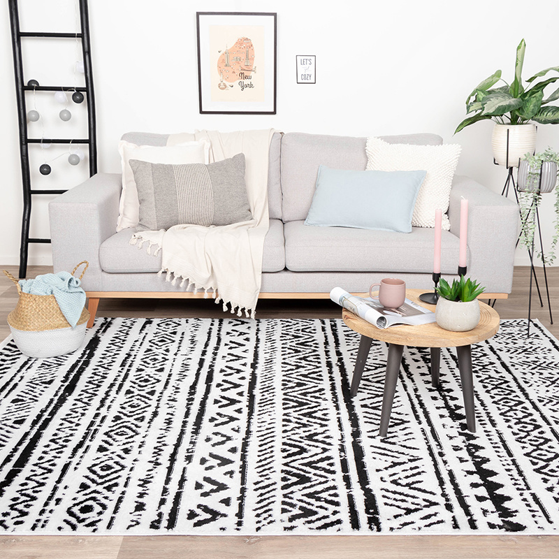 Skandinavisk Matta - Scandi Geo Svart/Vit