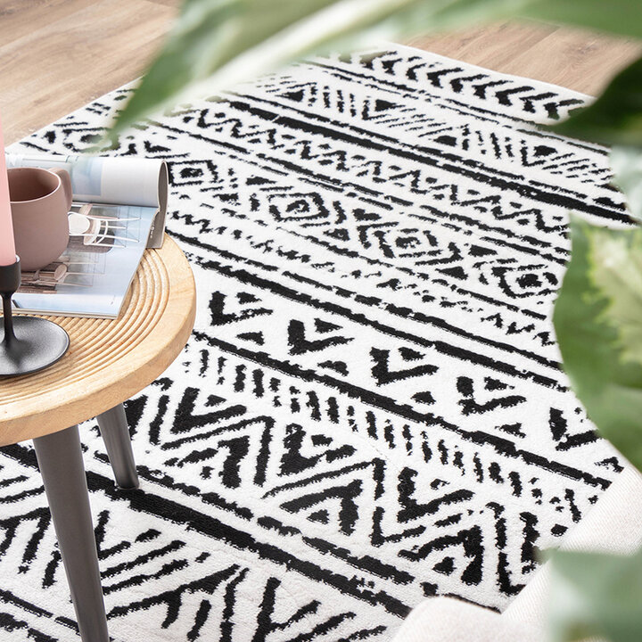 Skandinavisk Matta - Scandi Geo Svart/Vit