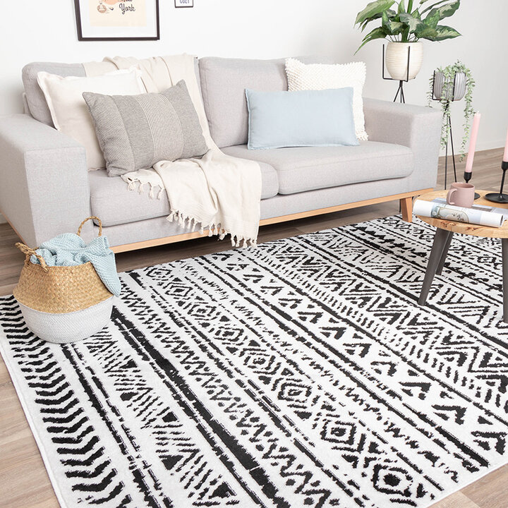 Skandinavisk Matta - Scandi Geo Svart/Vit